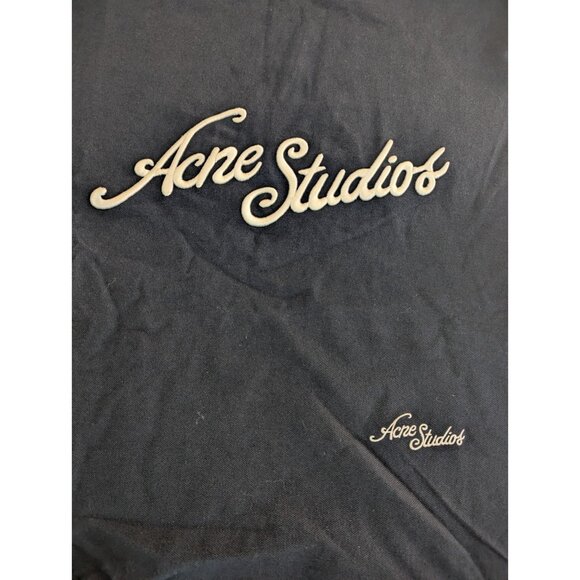 Acne Studios Script Logo Tshirt Charcoal Grey Graphic New NWT Luxury Contemporay - Picture 2 of 4